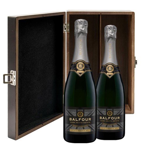 Balfour Leslies Reserve Brut English Sparkling 75cl Double Elm Wood Gift Boxed (2x75cl)